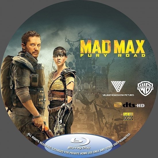 dvd cover Mad Max: Fury Road R0 Blu-Ray & Label
