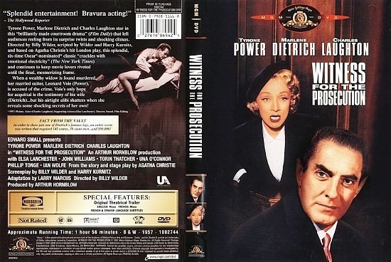 dvd cover Witness For the Prosecution (1957) WS R1