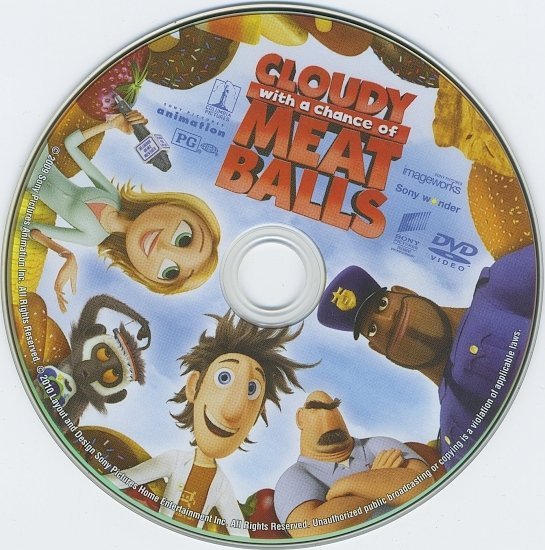 dvd cover Cloudy With A Chance Of Meatballs (2009) Blu-Ray