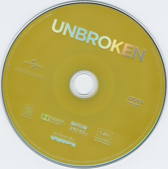 dvd cover Unbroken Blu-Ray & Label