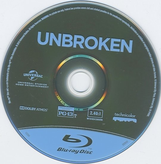 dvd cover Unbroken Blu-Ray & Label