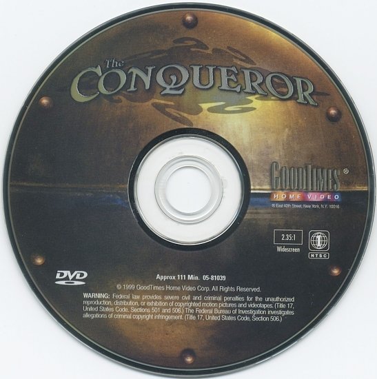 dvd cover The Conqueror (1956) R1