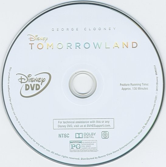 dvd cover Tomorrowland R1 Blu-Ray & Label