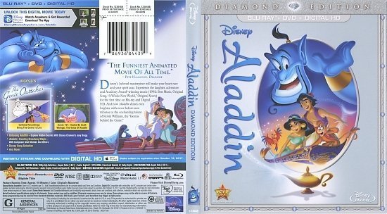 dvd cover Aladdin: Diamond Edition (1992) R1 Blu-Ray & Label