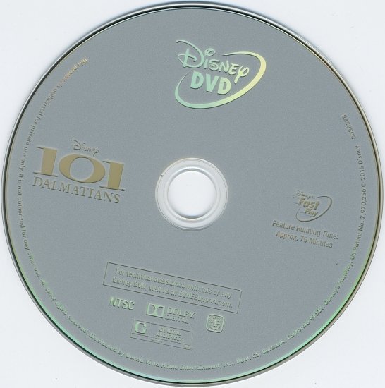 dvd cover 101 Dalmatians (1961) Blu-Ray & Label