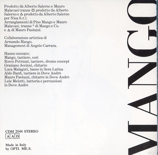 dvd cover Mango - Adesso (1989)