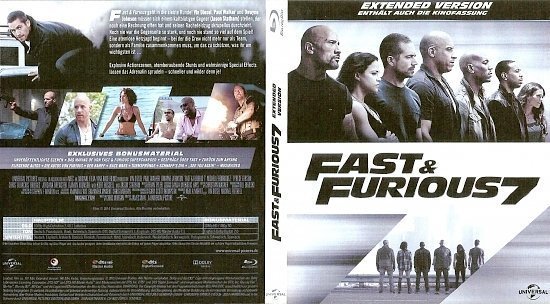 dvd cover Fast & Furious 7 Blu-Ray German