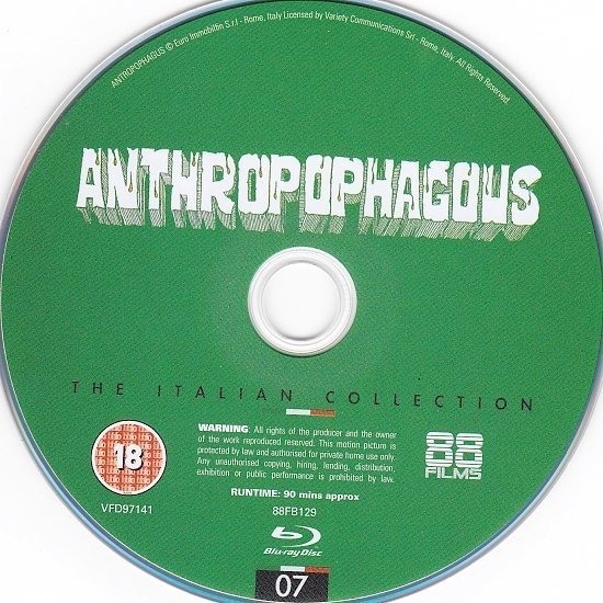 dvd cover Anthropophagous (1980) Blu-Ray UK Cover+Label