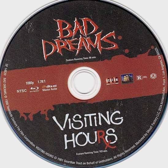 dvd cover Bad Dreams - Visiting Hours (1988) Blu-Ray Cover+Label