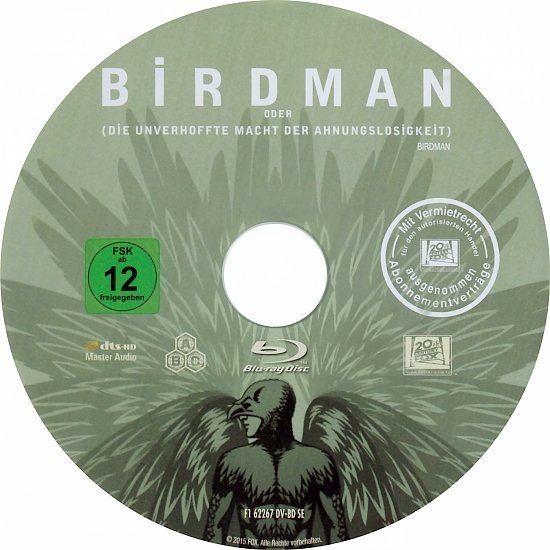 dvd cover Birdman R2 Blu-Ray Label