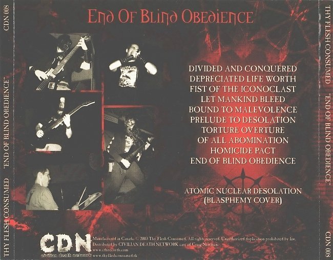dvd cover Thy Flesh Consumed - End Of Blind Obedience (2003)