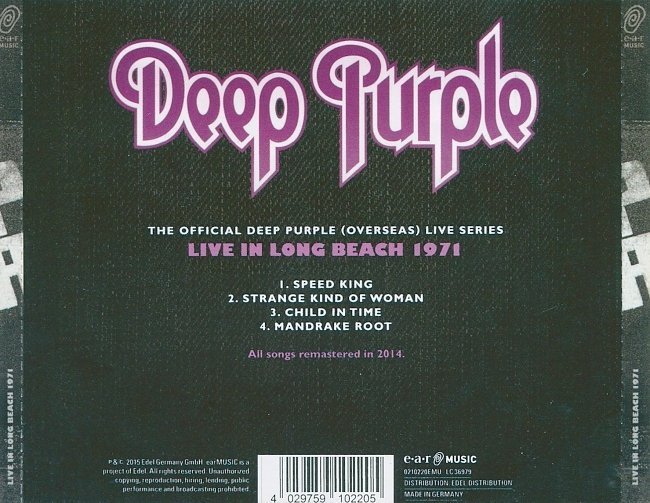 dvd cover Deep Purple - Long Beach 1971