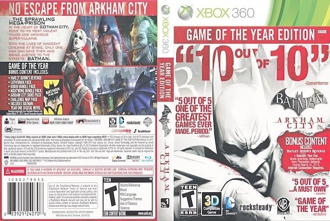dvd cover Batman: Arkham City (2011)