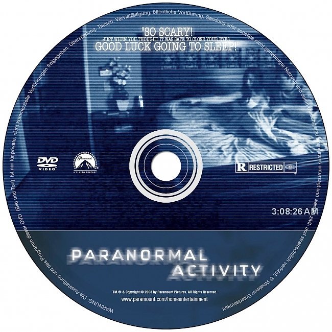 dvd cover Paranormal Activity (2007) R1