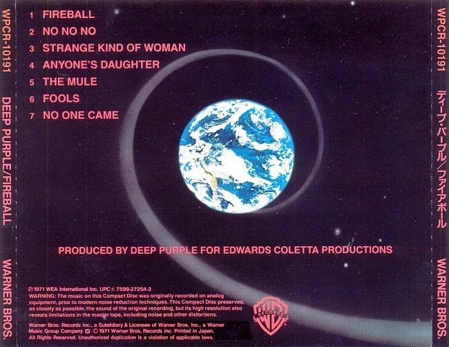 dvd cover Deep Purple - Fireball (Japan) (1999)