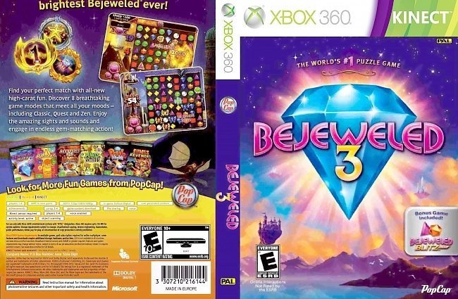 dvd cover Kinect: Bejeweled 3 PAL