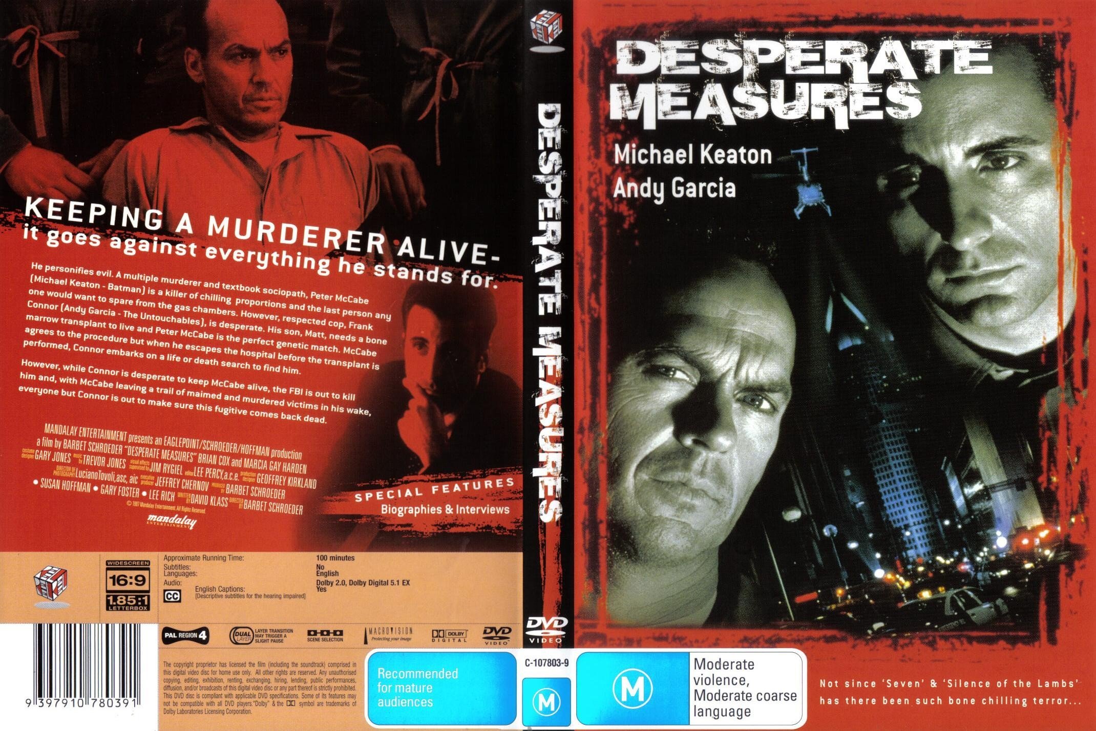 Desperate Measures (1998) WS R4 | Dvd Covers and Labels 