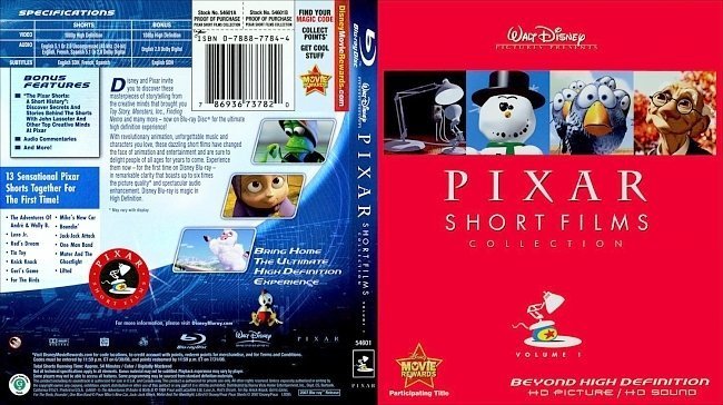 dvd cover Pixar Short Films Collection Volume 1