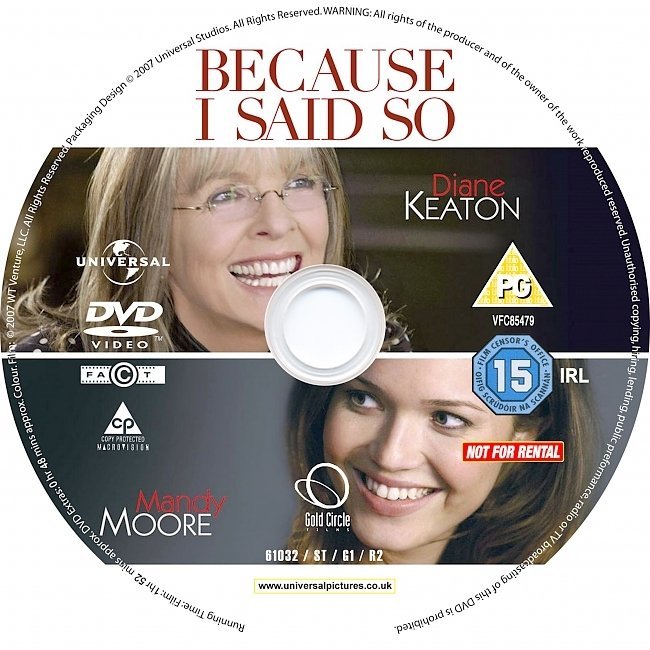 dvd cover Because I Said So (2007) WS R2