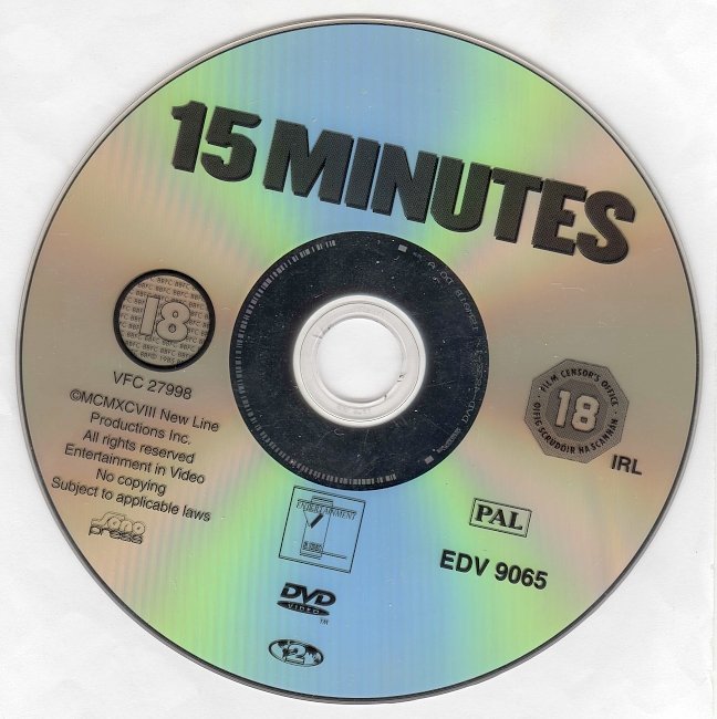 dvd cover 15 Minutes (2001) R2