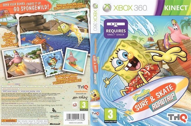 SpongeBob's Surf & Skate Roadtrip (Microsoft Xbox 360, 2011) for