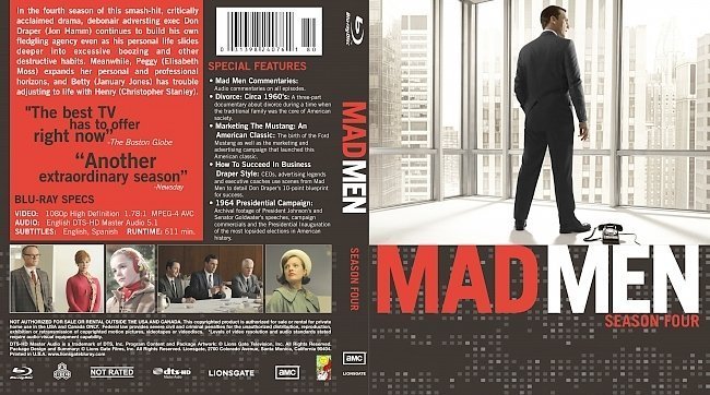 Mad Men Season 1-2-3-4 Front Blu-Ray Covers 