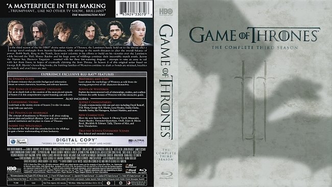 dvd cover Game Of Thrones: Season 3 R1 Blu-Ray