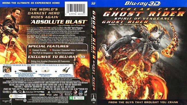 dvd cover Ghost Rider Spirit Of Vengeane 3D