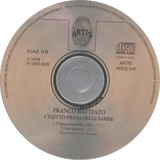 dvd cover Franco Battiato - L'Egitto Prima Delle Sabbie (1998)