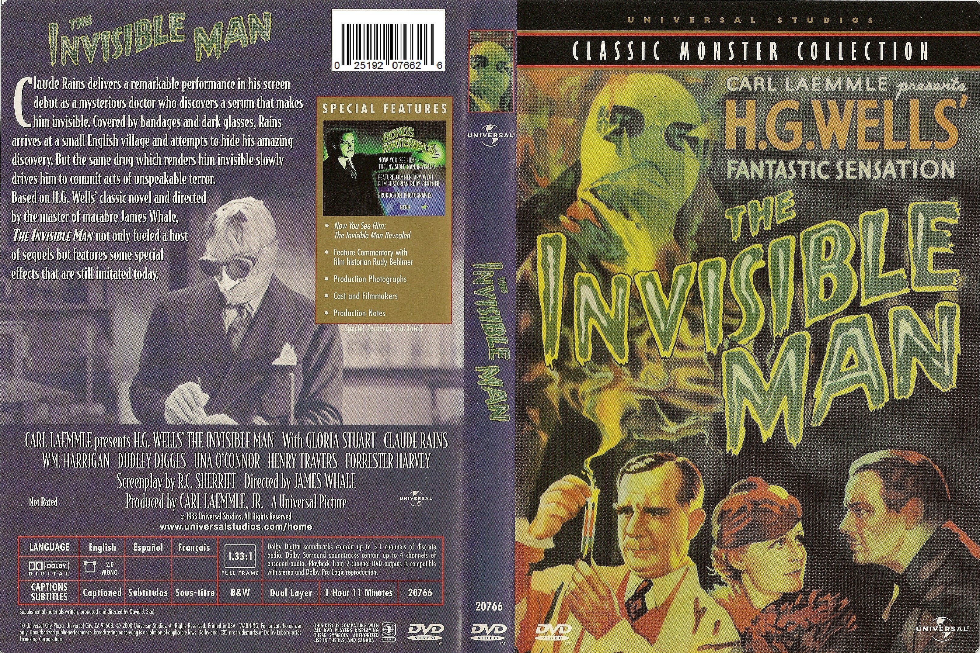 dvd cover The Invisible Man (1933) R1.