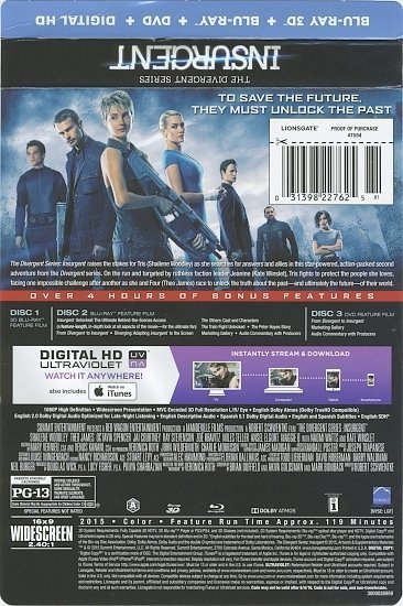 dvd cover Insurgent R1 Blu-Ray
