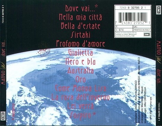 dvd cover Mango - Dove Vai... (Live) (1996)