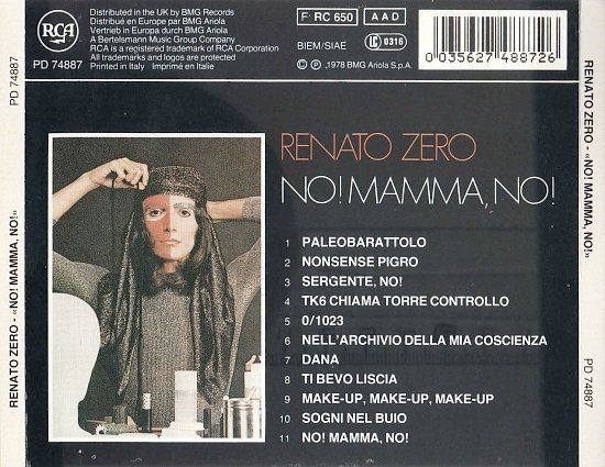 dvd cover Renato Zero - No! Mamma, No!