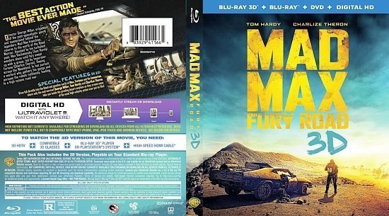 dvd cover Mad Max Fury Road 3D Blu ray