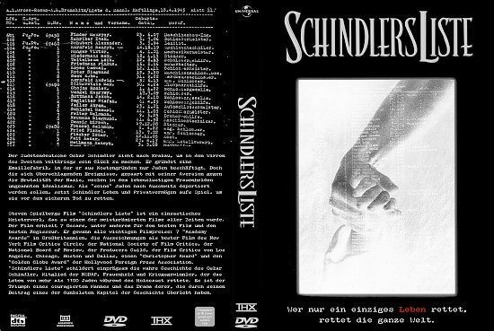 dvd cover Schindler's Liste (1993) R2 German