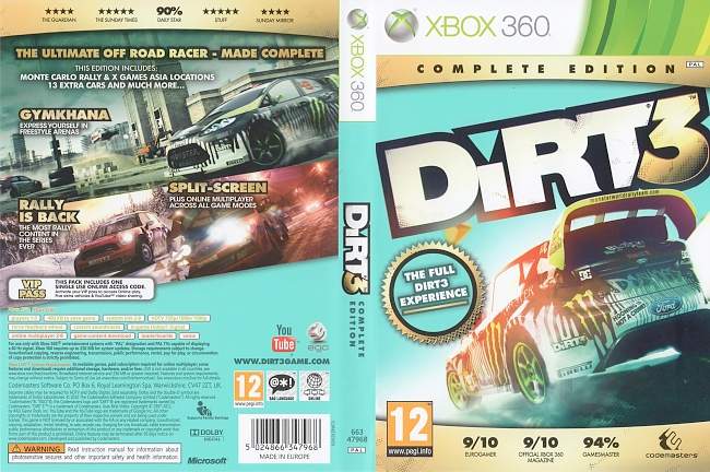 Dirt 3 Complete Edition (2010) XBOX 360 PAL 