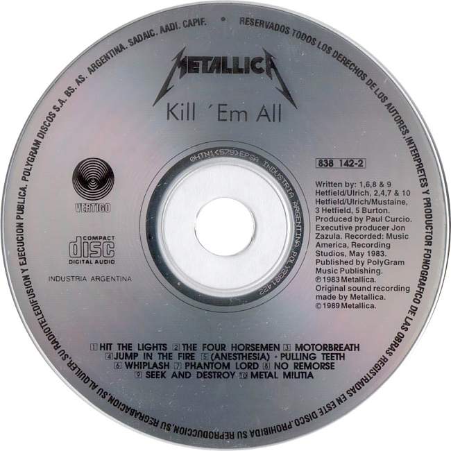 Metallica – Kill 'em All (1983) CD Covers 