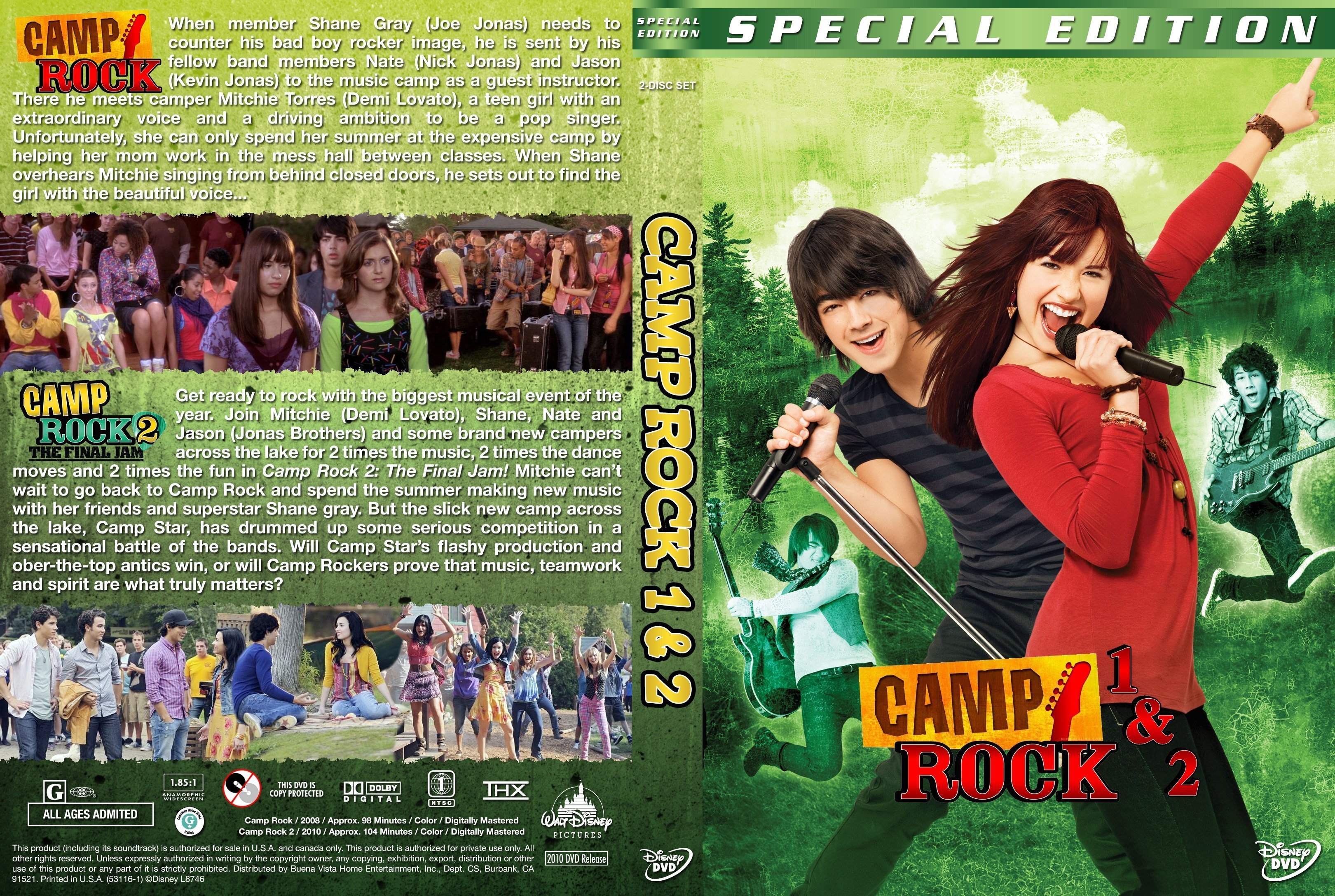 Camp Rock Double Feature (2008/2010) R1 Custom Cover Dvd Covers and Labels.