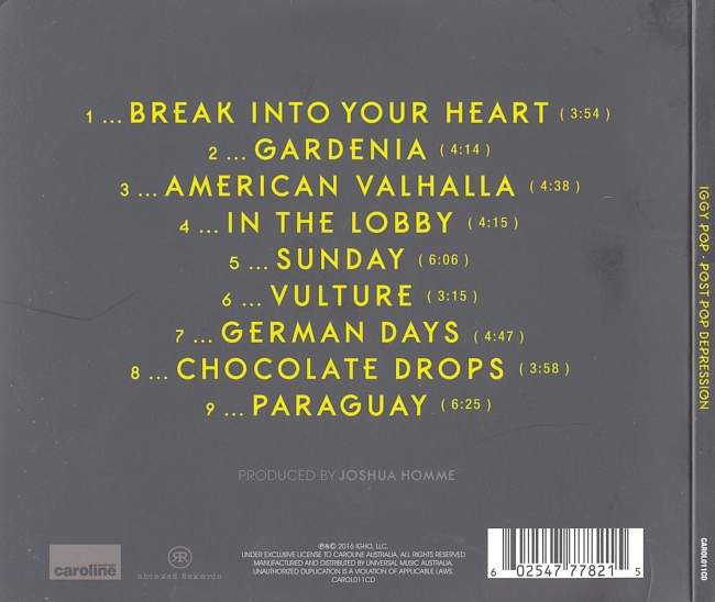 Iggy Pop – Post Pop Depression (2016) CD Cover 