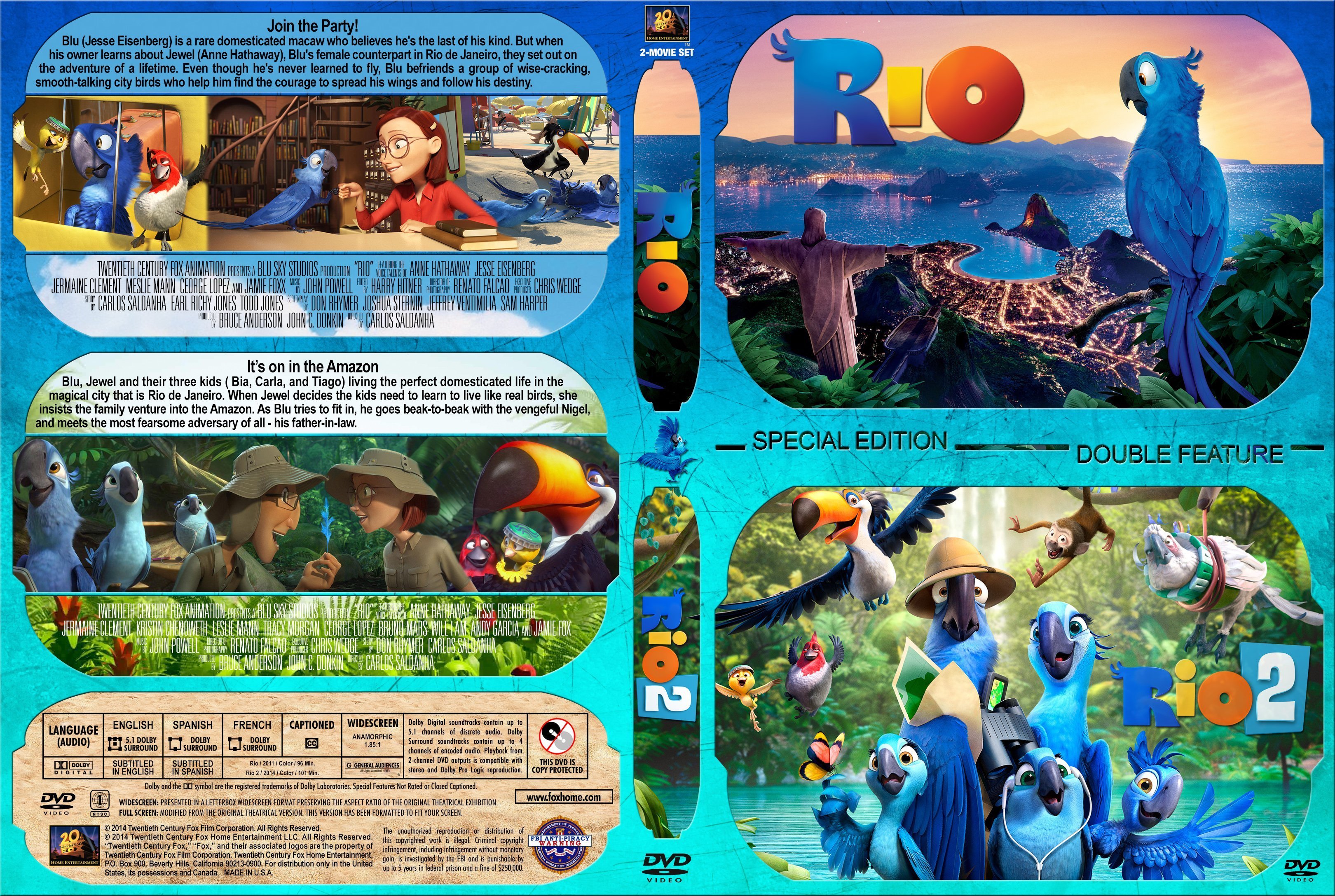 Rio Rio 2 Double Feature 11 R1 Custom Cover Dvd Covers And Labels