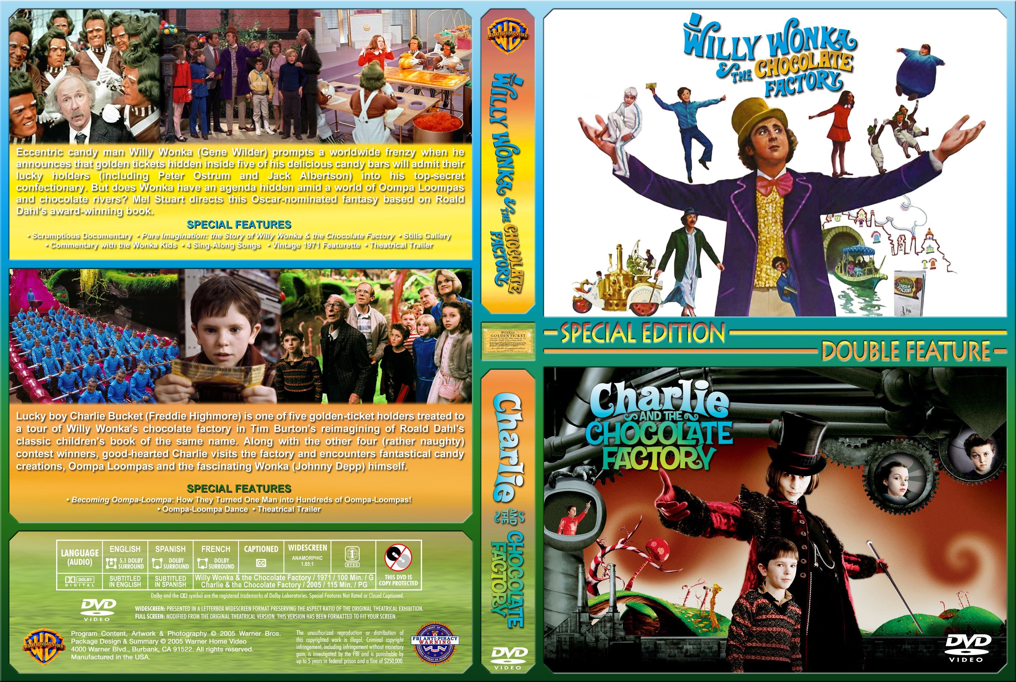 dvd cover Willy Wonka / Charlie and the Chocolate Factory Double Feature (1...