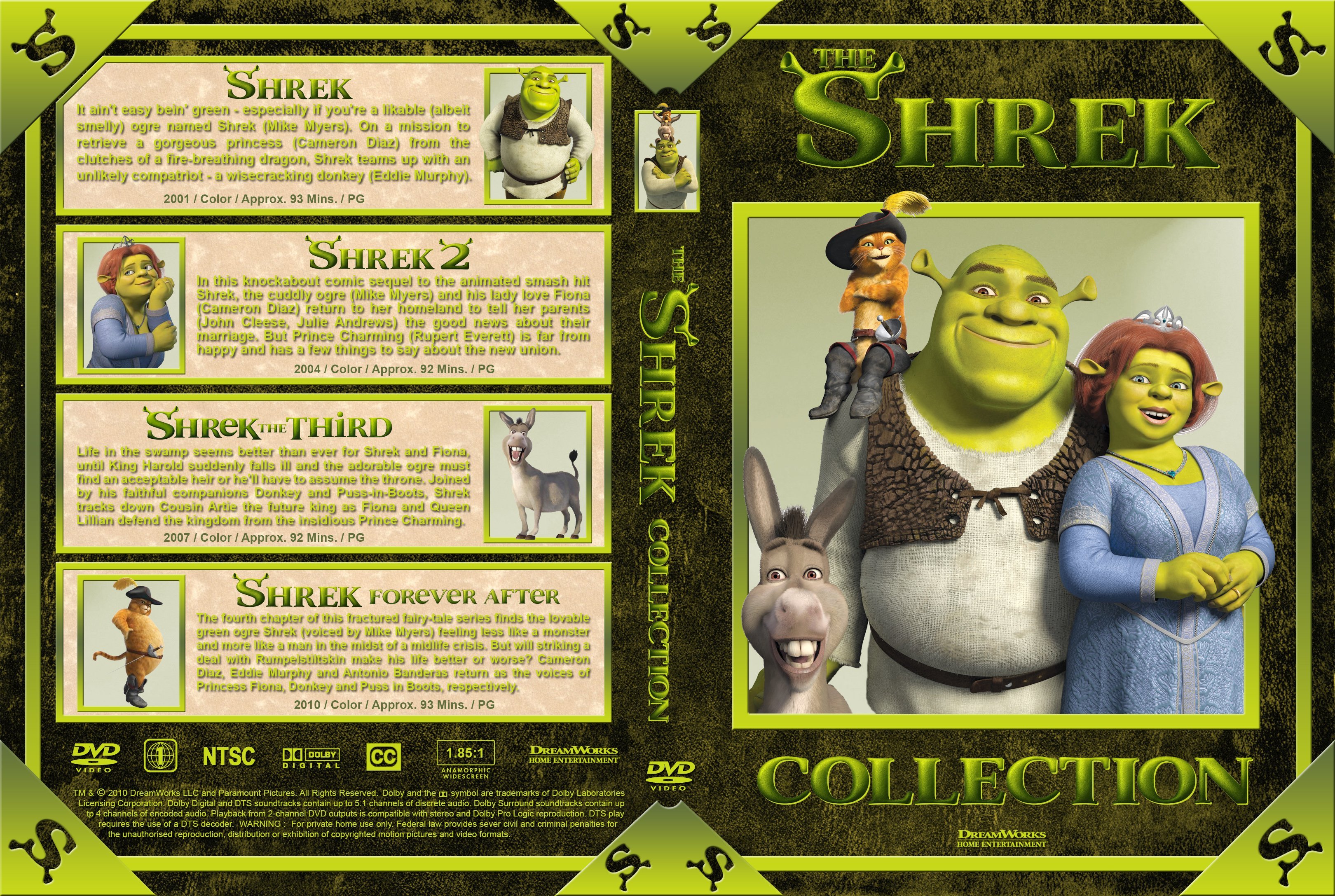 Shrek Collection 4 2001 2010 R1 Custom Cover Dvd Covers And