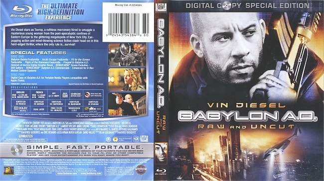 Babylon A.D. Raw and Uncut (2008) R1 Blu-Ray Cover & labels 