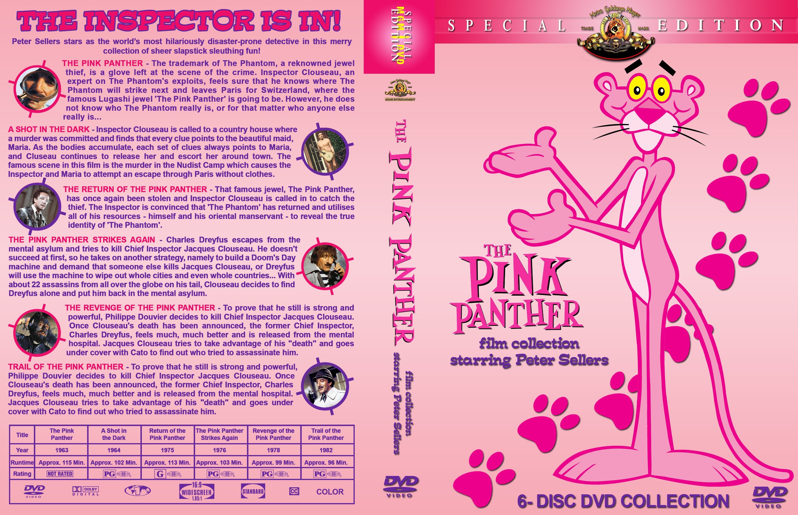 dvd cover The Pink Panther Collection (6) (1963-1982) R1 Custom Cover. 