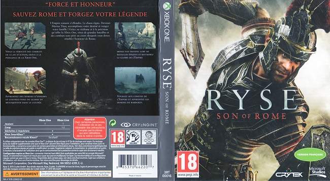 Ryse Son of Rome  XBOX ONE France Cover 