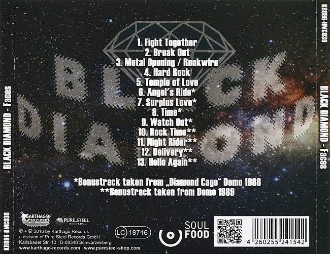 Black Diamond – Faces (Limited Edition) (2016) Front – Back Cover 