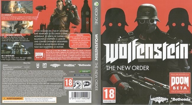 Wolfenstein The New Order  XBOX ONE French Cover & Label 