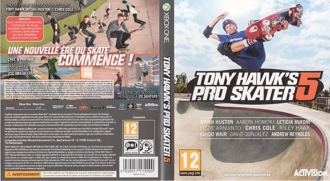 Tony Hawk's Pro Skater 5  XBOX ONE French Cover & Label 