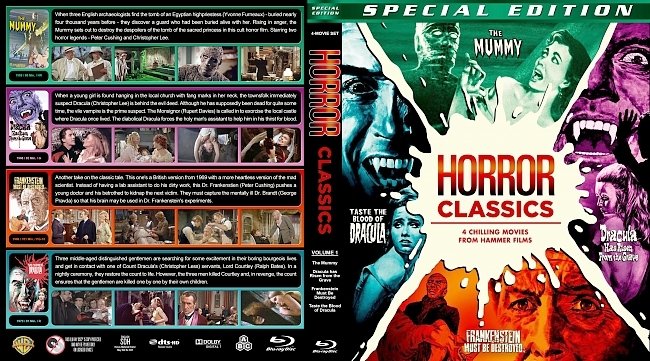 Hammer Films Horror Classics – Volume 1 (1958-1970) R1 Custom Blu-Ray Cover 