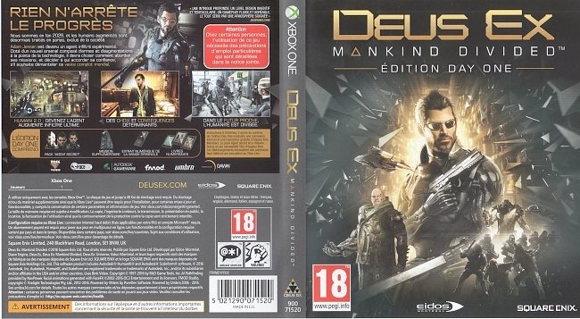Deus Ex: Mankind Divided (2016) XBOX ONE French Cover & Label 